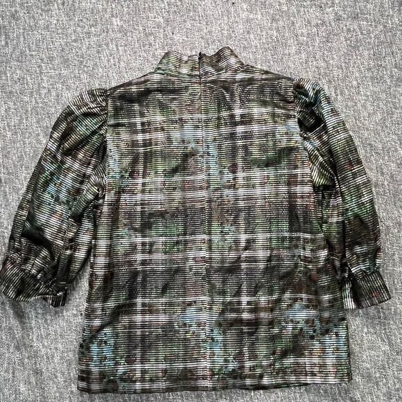 Marie Oliver Daniela puff sleeve Blouse - Metallic plaid size Small - Picture 4 of 5